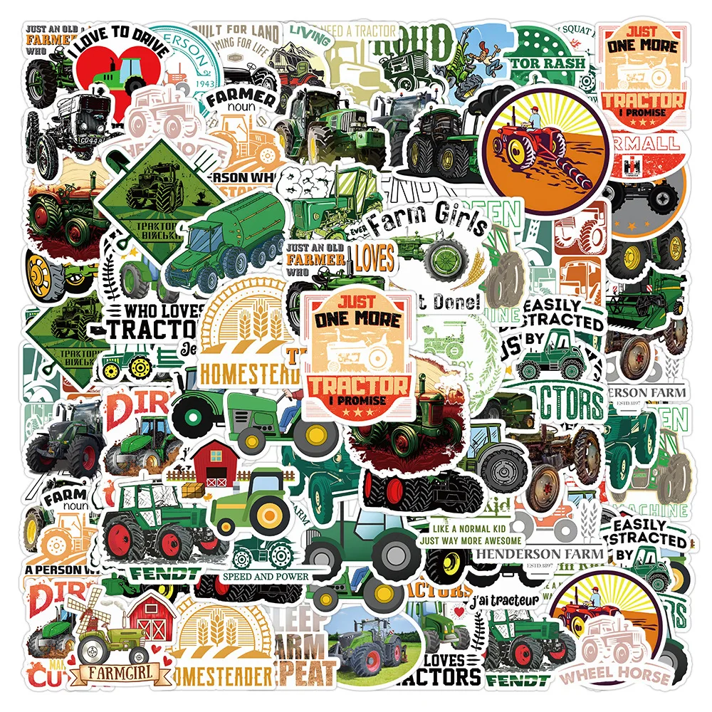 

50PCS Farm Tractor Cartoon Sticker DIY Phone Laptop Luggage Skateboard Graffiti Decals Fun for Kid Toy