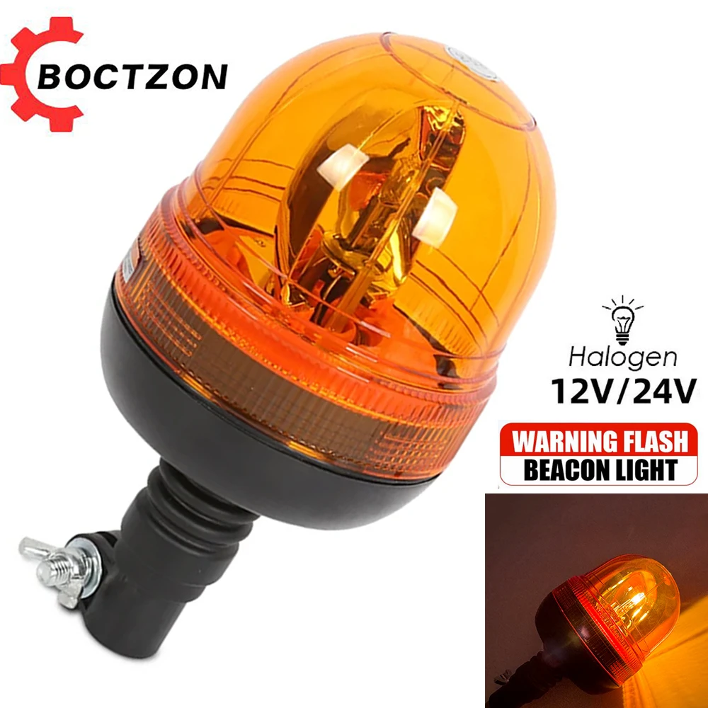 

1x/2x 12V 24V Amber Vehicle Warning Emergency Halogen Strobe Light Flashing Beacon Rotating Signal Lamp Truck Tractor Waterproof