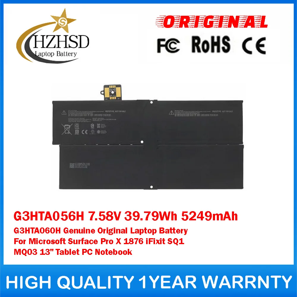 

G3HTA056H 7.58V 39.79Wh 5249mAh G3HTA060H Genuine Original Laptop Battery For Microsoft Surface Pro X 1876 iFixit SQ1 MQ03 13"
