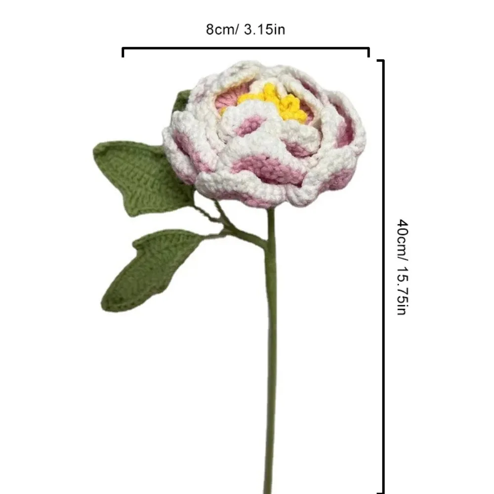 Вязаный крючком букет пионов ручной работы, шерстяной градиент цвета, ручная работа, имитация цветка пиона, тканый цветок, искусственный цветок