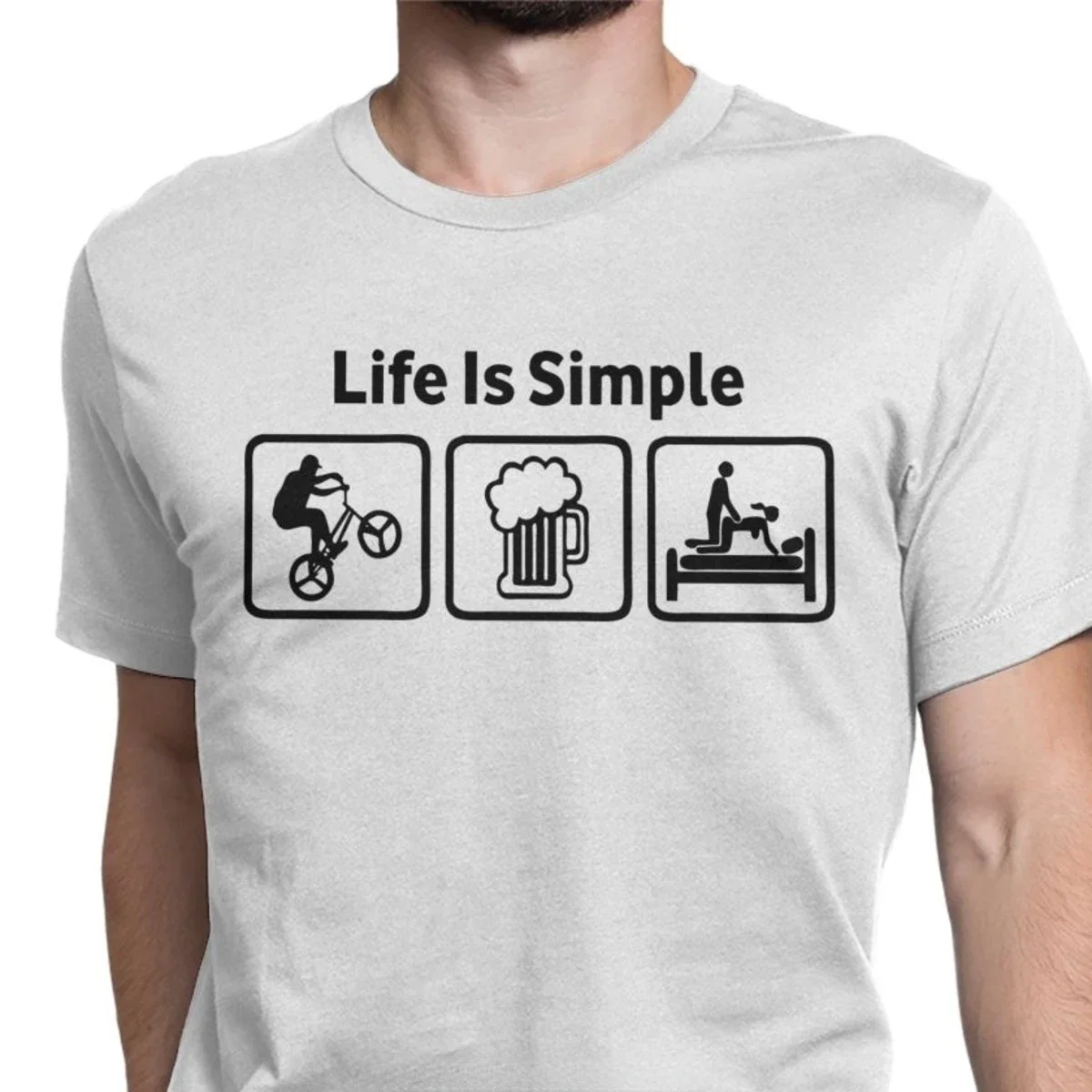 

Классические мужские топы, футболка, простая футболка Life Is, план для сегодняшнего байкера, пивная уличная одежда в стиле Харадзюку, хипстерская уличная одежда с коротким рукавом