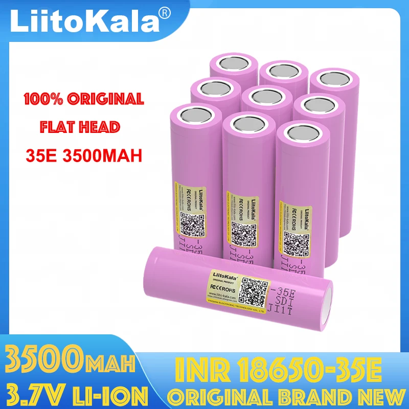 LiitoKala Original 3.7V 3500mAh INR18650-35E Lithium Rechargeable Battery For Flashlight batteries