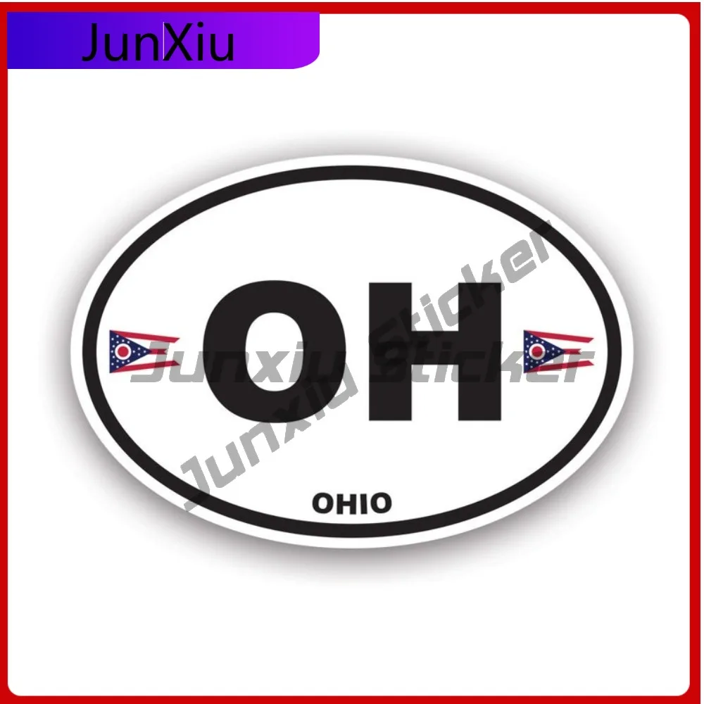 

Ohio Flag Oval Sun Resistant Waterproof Funny For Laptop Helmet Rear Windshield No Residue Easy Apply Decal Racing Cartoon