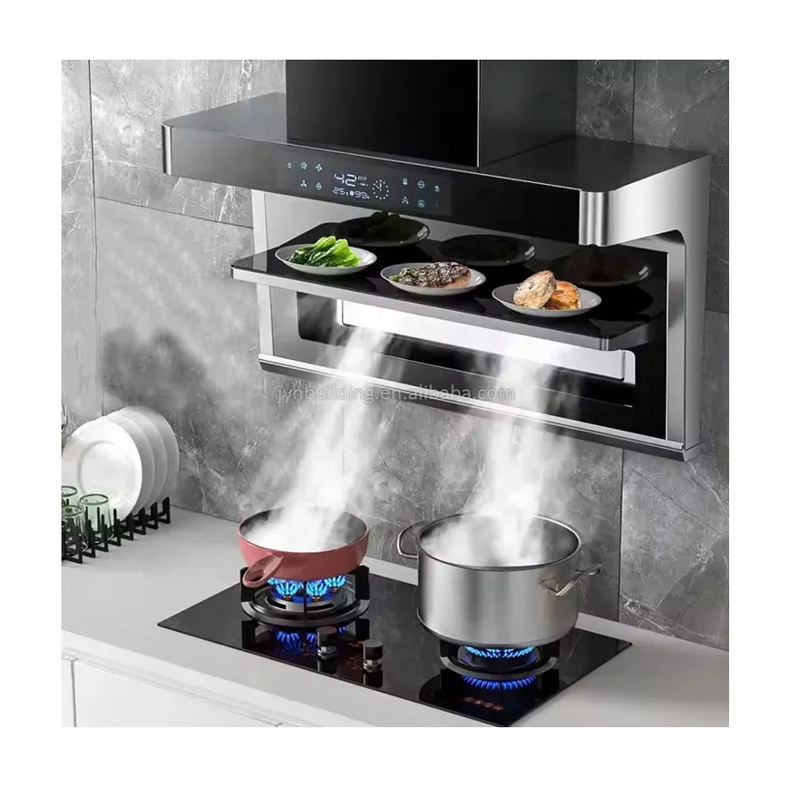 42 ㎡/min Home appliance kitchen range hood Wave induction Wall Mounted 7-shaped top side double suction range hoods