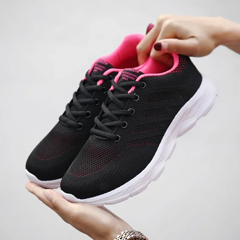 Four Seasons Lightweight High Quality Running Shoes Women Mesh Breathable Sports Jogging Shoes Ladies Soft Flats Casual Sneakers