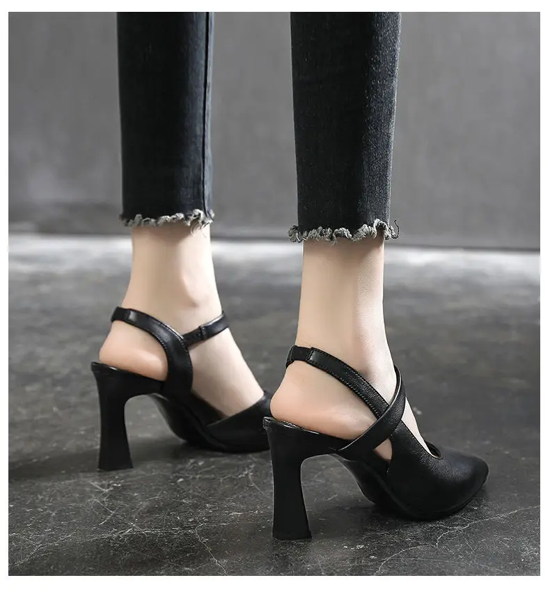 Classic Autumn Pu Leather Women's Shoes High Heels Black Shoes Women Pumps women's chunky heels with baotou fashion high heels