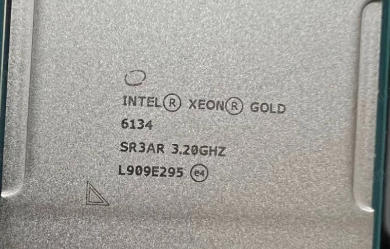 Gold 6134 CPU Processor SR3AR 3.2GHz 24.75MB 8‑Core 16‑Thread 130W LGA3647 Replacement for Server Motherboard