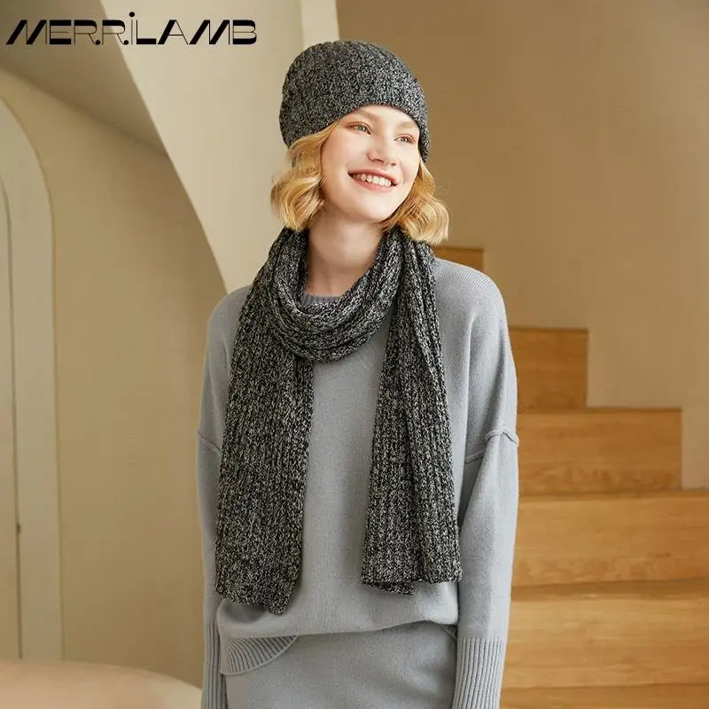 MERRILAMB 2022 Hot Sale 100% Goat Cashmere Knitting Scarf Women Winter New Fashion Thick Warm Soft Scarves For Ladies 168*35 CM