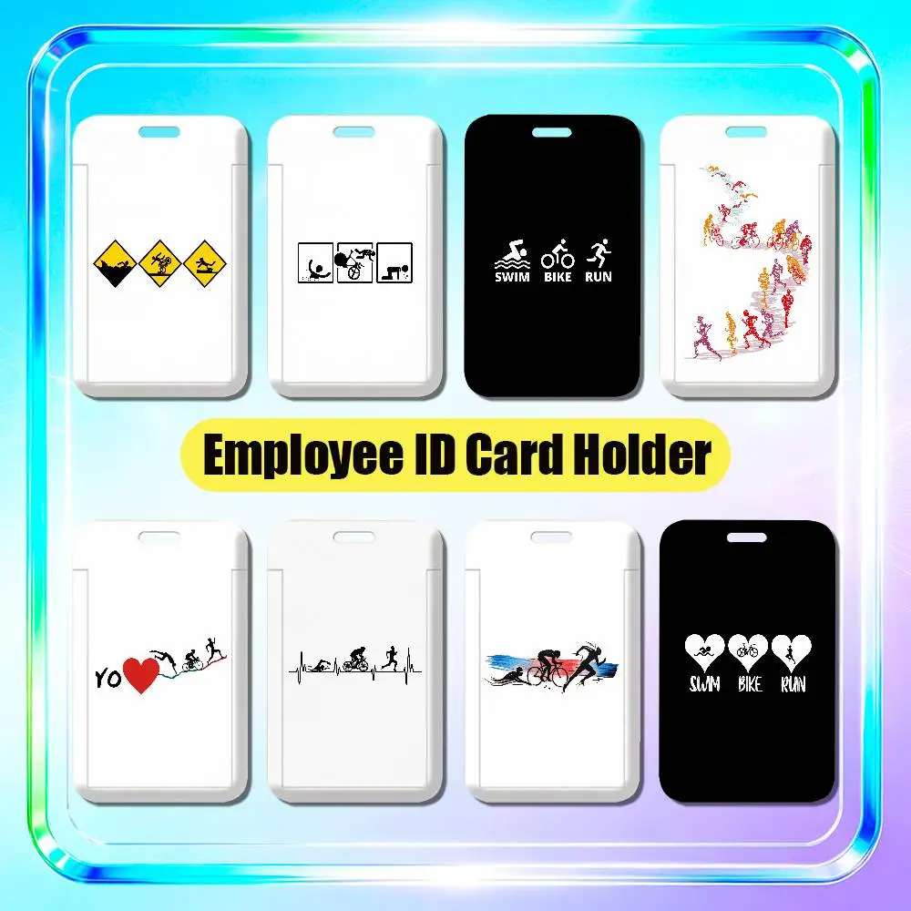 For Swim Bike Run Triathlon Employee ID Card Holder Office Badge Student Work Bank Credit Holders Hard Case Shell