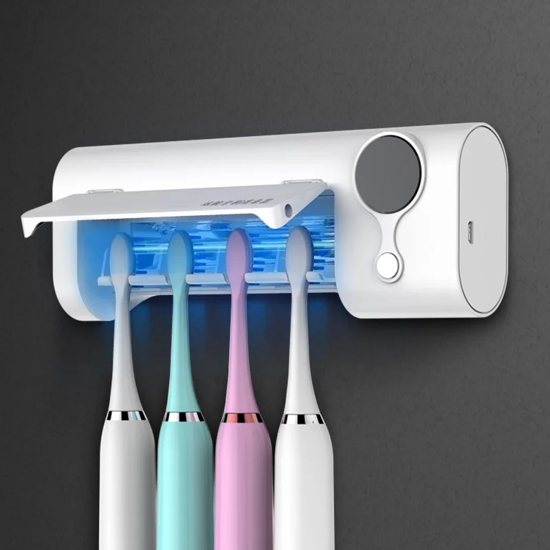 UV Electric Toothbrush Sterilizer Toilet Perforation-free Wall-mounted Toothbrush Disinfection Shelving Holder USB Rechargeable