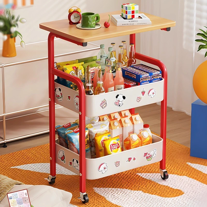 

Snack trolley shelf, living room floor-to-ceiling mobile sofa side table, bedroom bedside storage rack