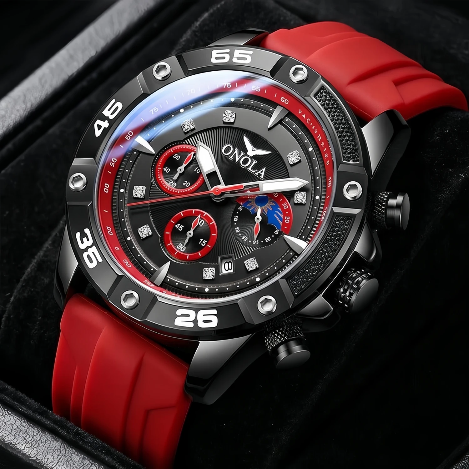 ONOLA New Fashion Casual Men\'s Watch Multi functional Fluorescent Tape Waterproof Quartz Military Watch Men\'s Clock High Quality