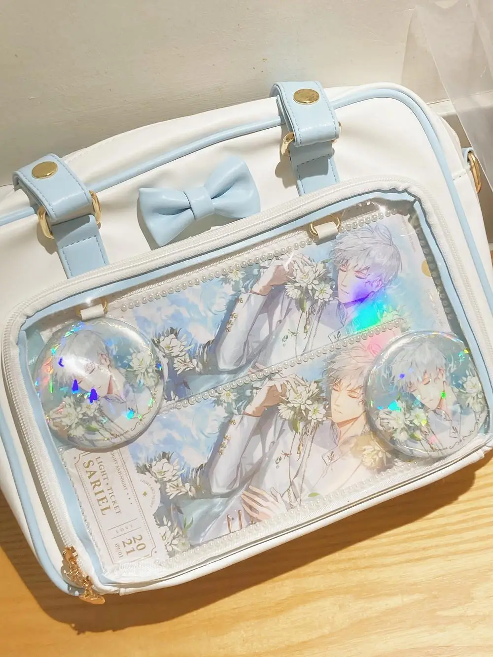 Y2K Nette Schleife Ita Tasche Mädchen Transparente Umhängetasche Frauen Mode Umhängetasche Messenger Tasche Ladys DIY Abzeichen Tote Tasche Lolita Handtasche – Detail 12