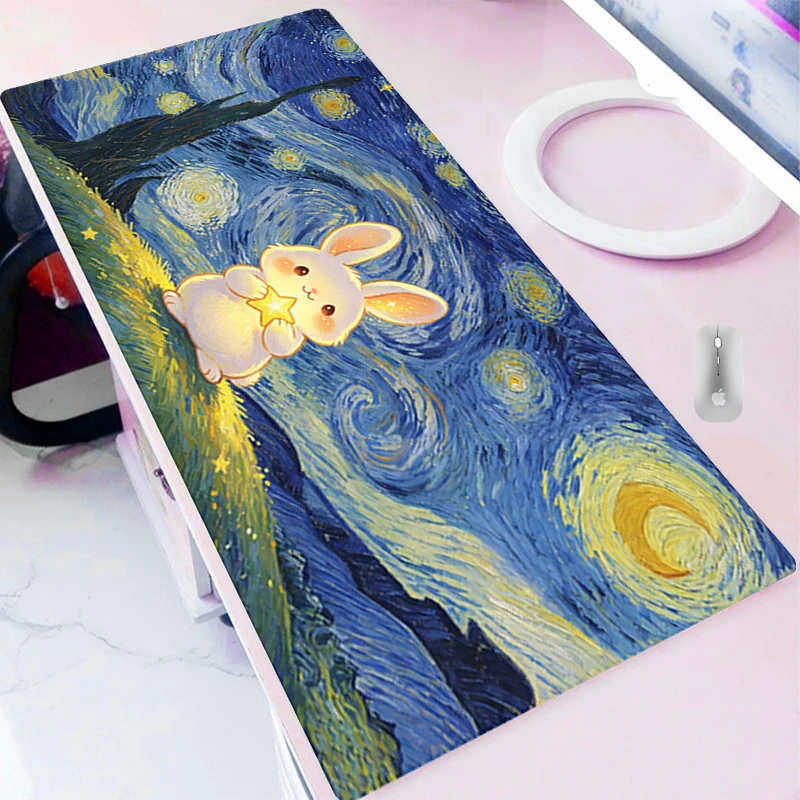 Oversized Mouse pad Gamer Essential Computer Desk Mat Cute Rabbit kawaii Keyboard pad Lockedge XXL Gaming Mousepad For Best Gift