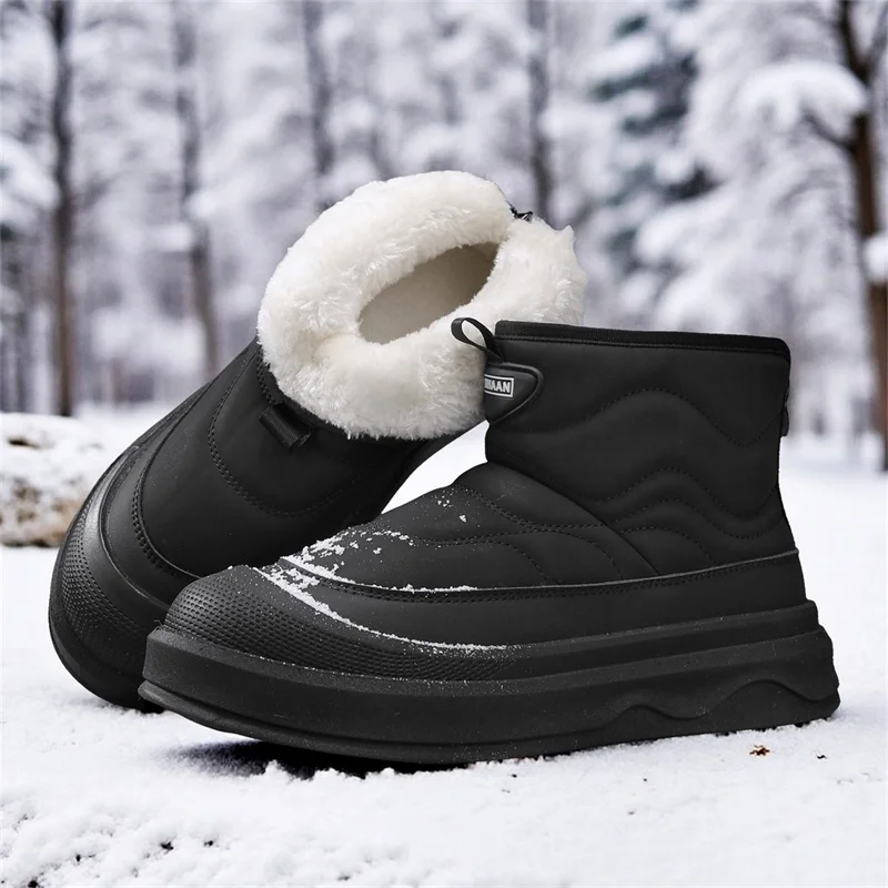 

Зимние мужские зимние ботинки на флисовой подкладке, теплая обувь из утолщенного хлопка, нескользящие износостойкие уличные модные ботинки