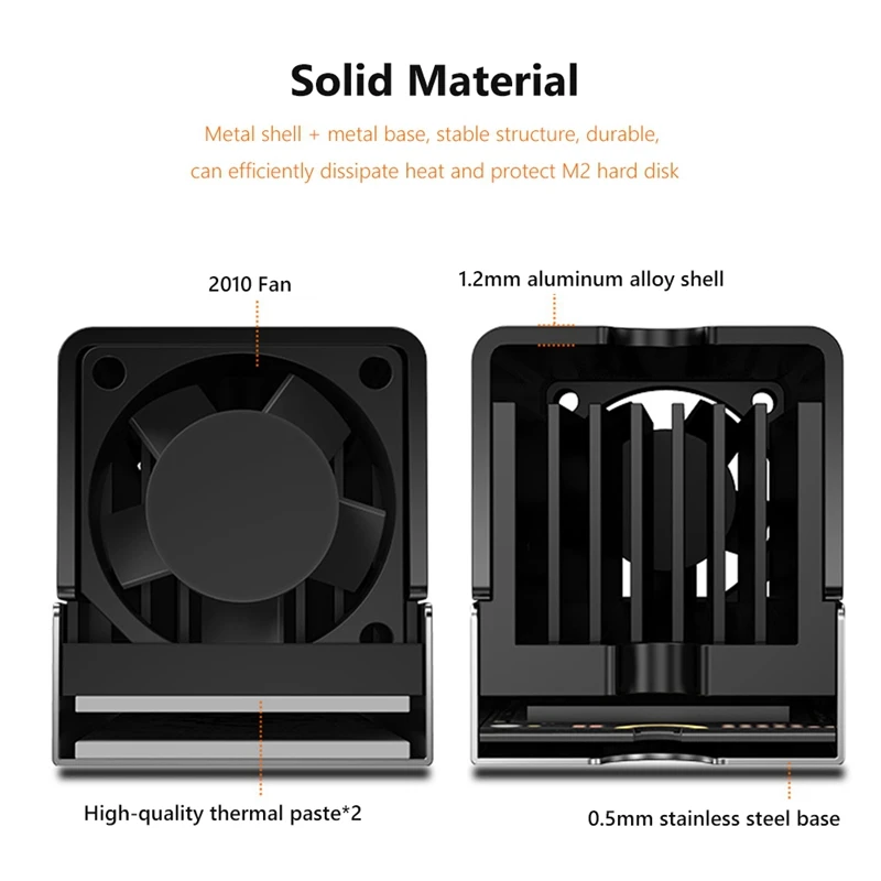 Disipador de calor M.2 SSD NVMe M2 2280, disco de estado sólido, radiador de circulación de aire con ventilador, disipador térmico de aluminio, Enfriador de almohadilla térmica