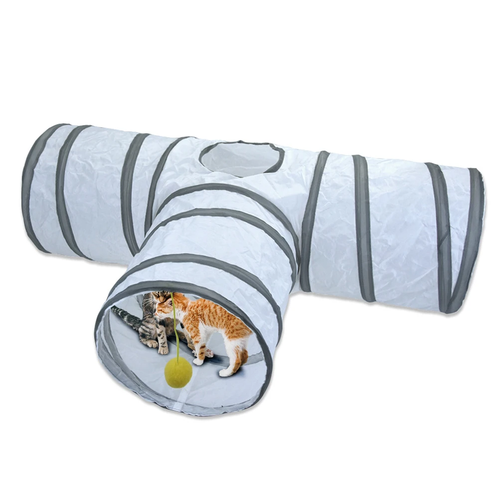 

Indoor Cats Tunnel Toys Foldable Cat Cave Crinkle Tunnels With Hanging Ball Toy Play Tent Tubes Bucket For Chinchillas Rabbits