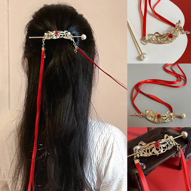 Antiquity Chinese Style Women's Pendant Long Tassels Headband Cos Performance Hair Stick Hair Accessories