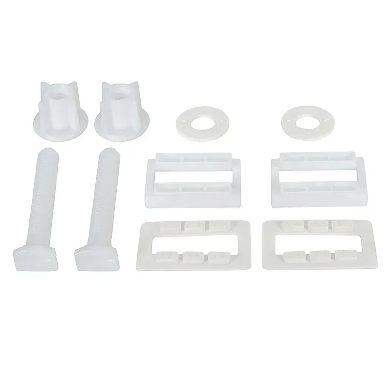 Plastic Toilet Seat White Toilet Hinge Bolts Screw Fixing Fitting Kit Bathroom Part with Nuts and High Quality Washers Tool