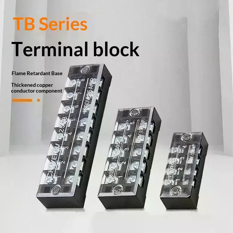 /PFU/25A 600V Dual Row Barrier Screw Terminal Block Wire Connector TB Series 3 4 5 6 8 10 12 Positions Ways