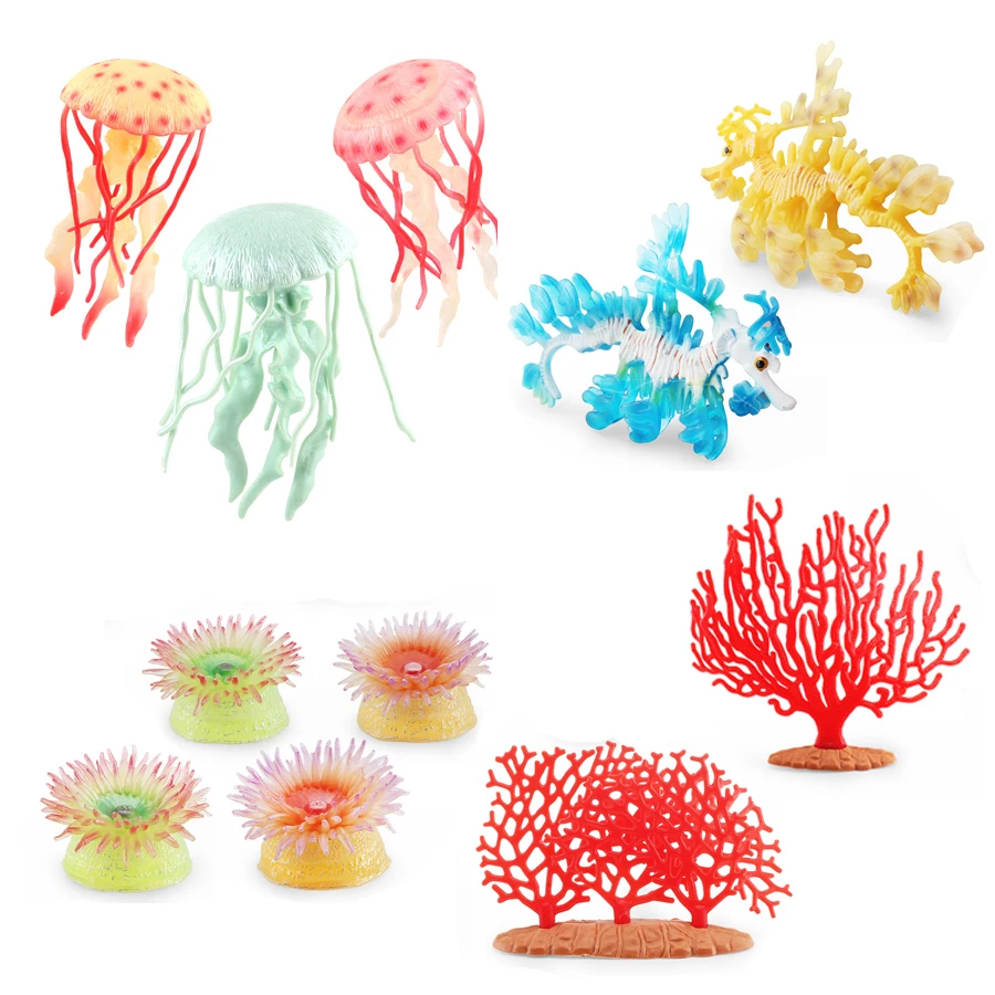 Simulation Sea Oceans Coral Medusa Animals Pipefish Model Home Decor Action Figures Lovely Educational Playset Toys Gift For Kid