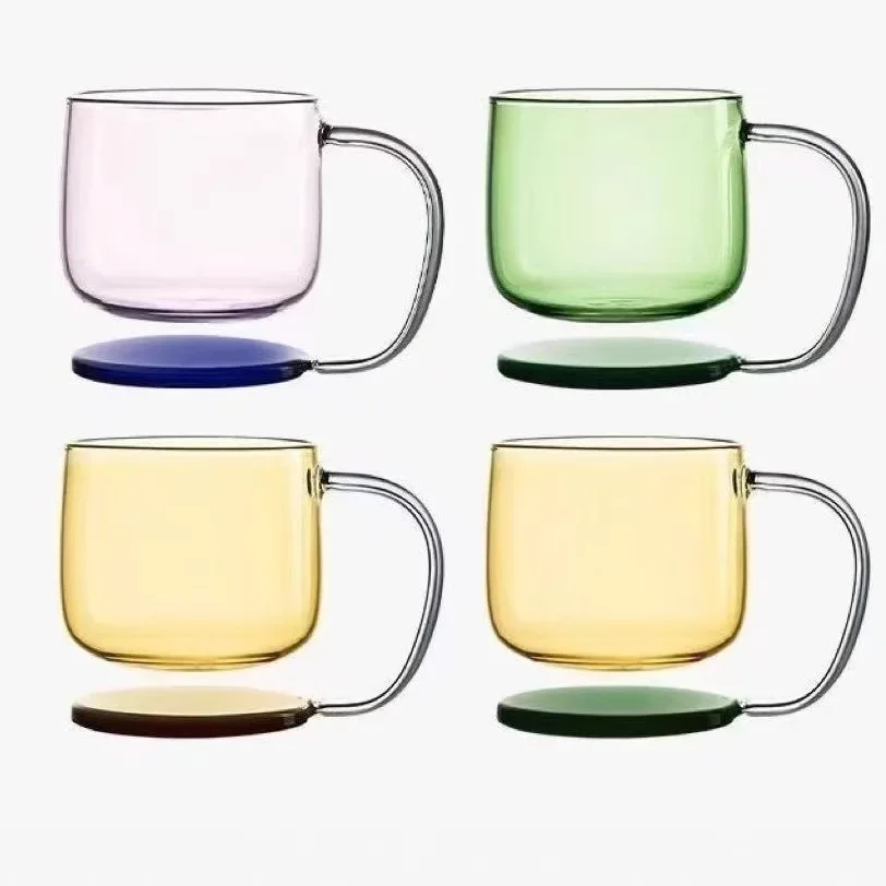 Creative Suspension Glass Cup Coffee Milk Juice Drinking Mug Water High Borosilicate Glass Color Blocking Glass Cup Beer Cup