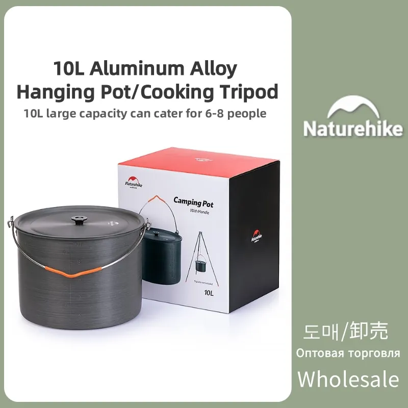 

Naturehike Outdoor Picnic 10L Large Capacity Hanging Pot Camping Portable Tripod Hanging Pot Ultralight Aluminum Alloy Cooker