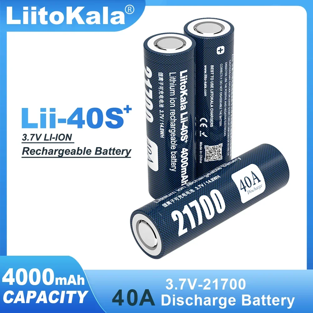 Liitokala Lii-40S 3.7V 4000mAh 21700 For Flashinglight High-capacity 100% Original Lithium Battery