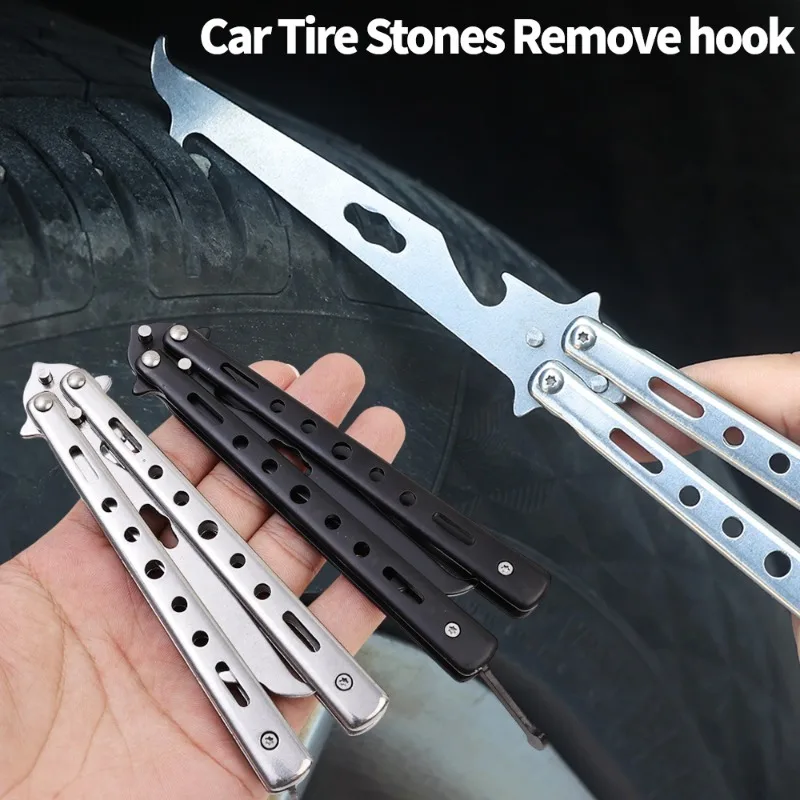 

Folding Car Tire Stones Remover Hooks Stainless SteelAuto Tire Groove Wheel Tread Slot Stone Gravel Remover Auto Cleaning Tool