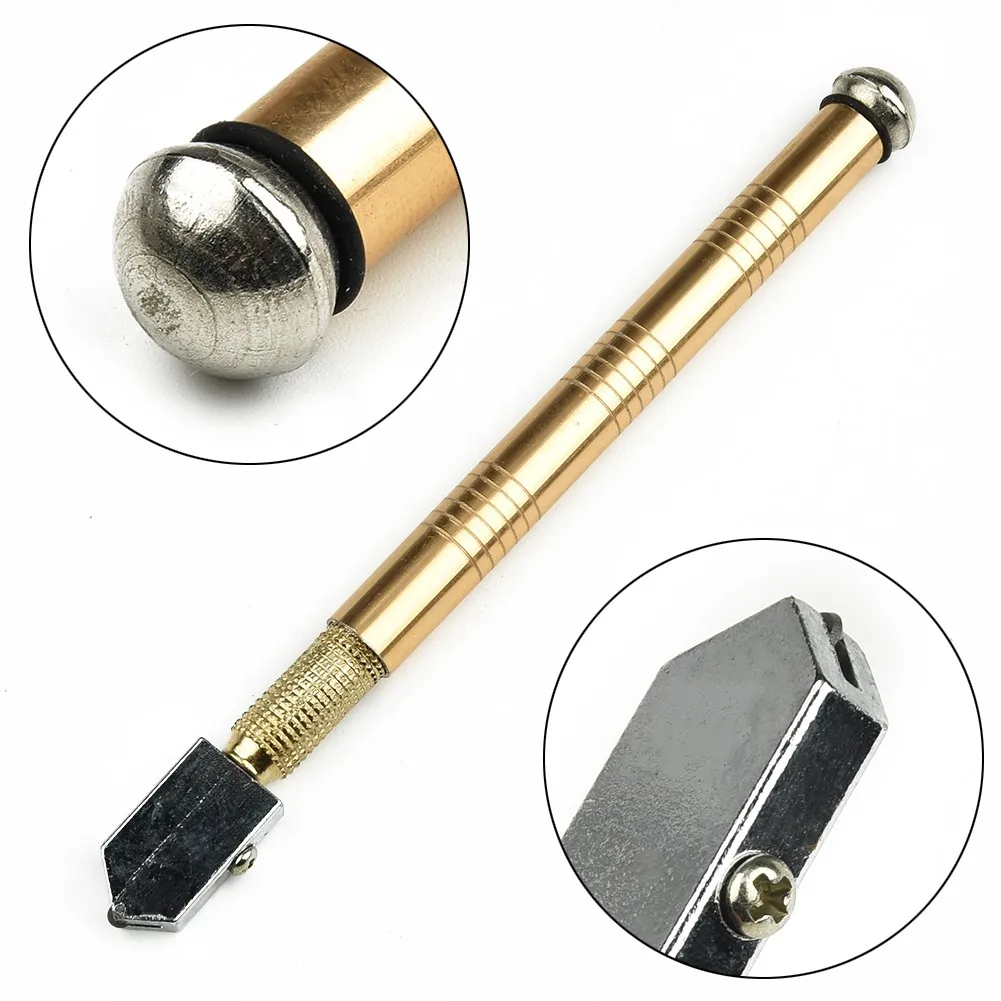 1Pc 150mm Glass Cutter Tool Metal Head With Carbide Wheel For 5-12mm Glass Diamond Anti-Skid Aluminum Handle