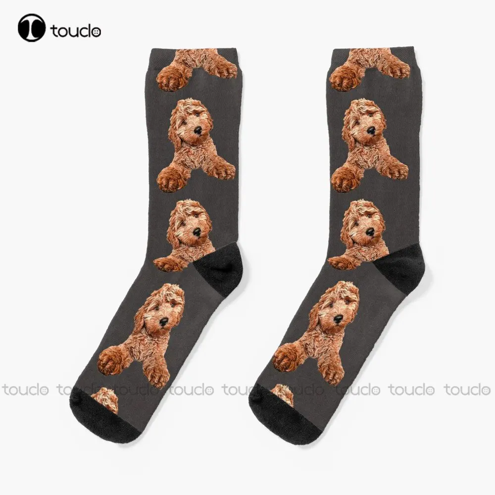 Cavapoo Labradoodle Goldendoodle Poodle Mix Socks Mens Athletic Socks 360° Digital Print Custom Gift Streetwear Funny Sock Art