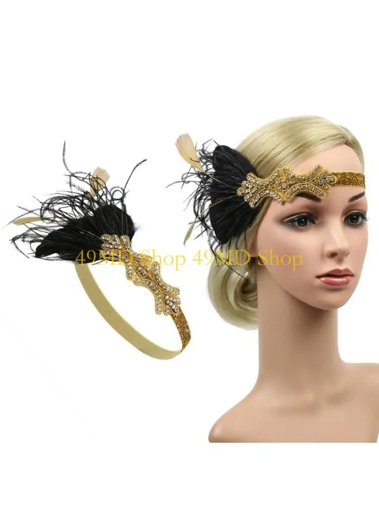 

49MD Женская повязка на голову Повязка на голову с перьями Обруч для волос Фестивальные аксессуары для волос
