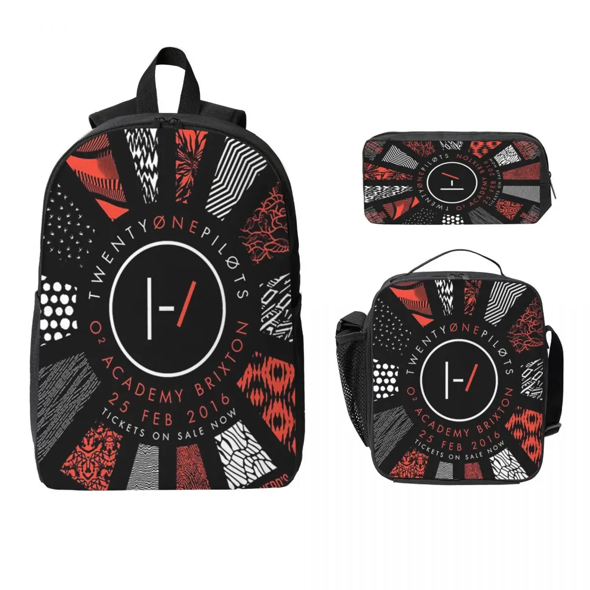 

Twenty One Pilots Backpack Student Boys Girls BookBag School Bag Computer Shoulder Bags 3ps Insulated Lunch Bag Pencil Case