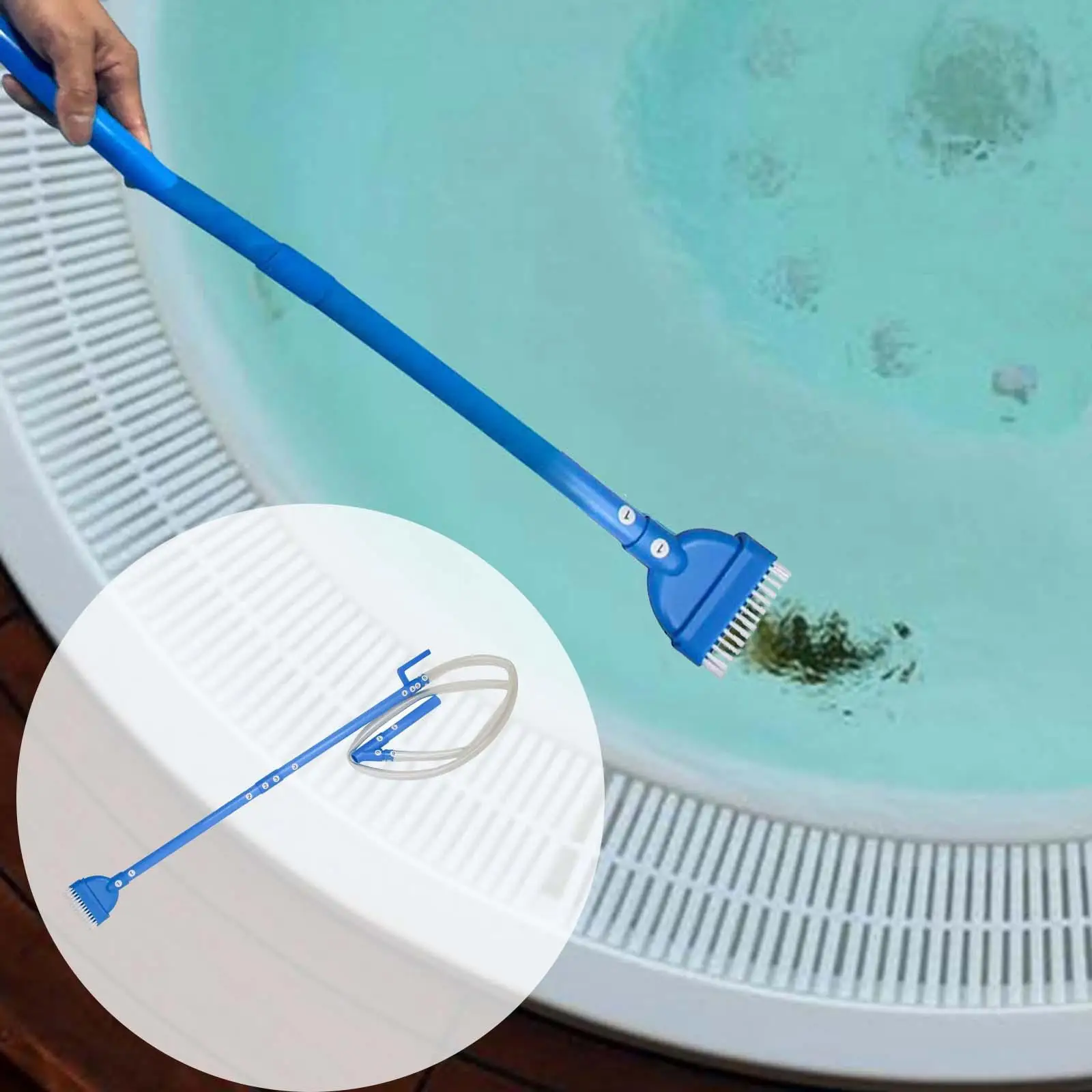 Cordless Pool Vacuum Cleaner with Brush Head for Above Ground Hot Tub Spa Cleaning Portable ABS Handheld Debris Remover