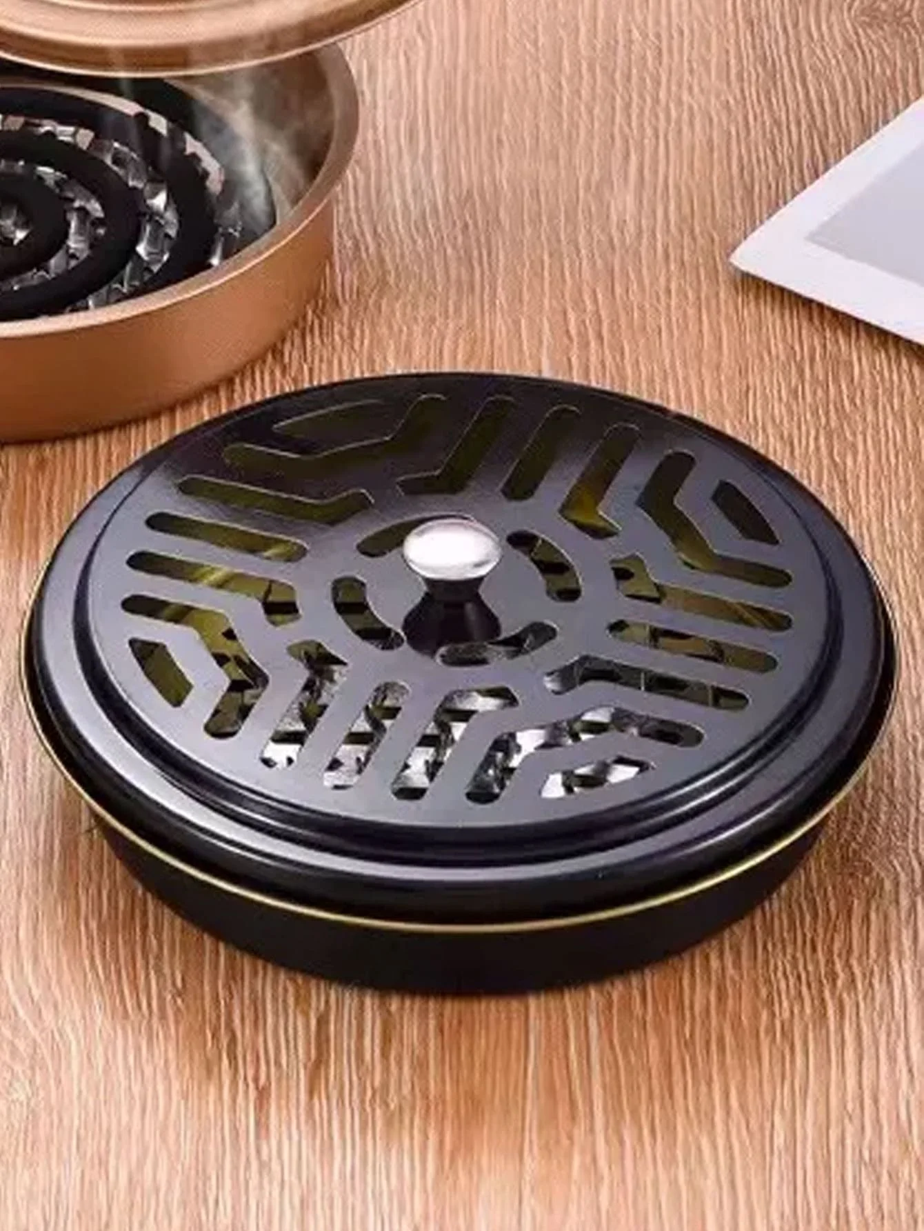 Stainless steel mosquito coil tray holder, household with cover, ash connection, fire prevention, and scald prevention creative