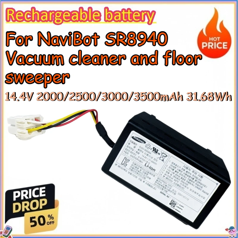 

14.4V 2000/2500/3000/3500mAh 31.68Wh Rechargeable Battery for NaviBot SR8940 Vacuum cleaner and floor sweeper
