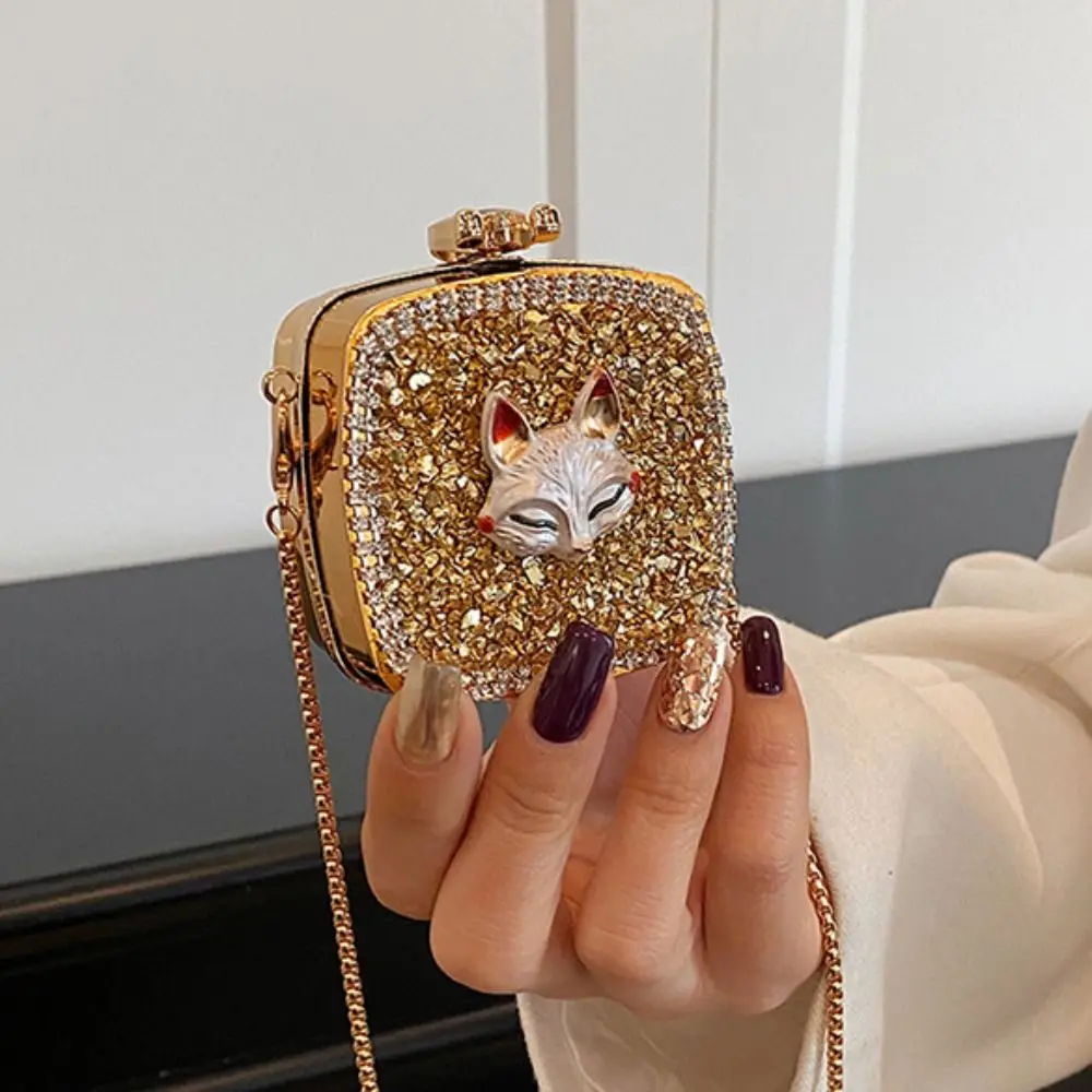 

Vintage Gold/Silver Rhinestone Evening Bag Elegant Irregular Shape Banquet Chain Bag Small Wallet Luxury Mini Lipstick Bag Women