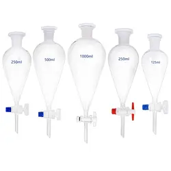 Pear shaped separating funnel laboratory oil glass PTFE piston 60/125/250/500/1000ml
