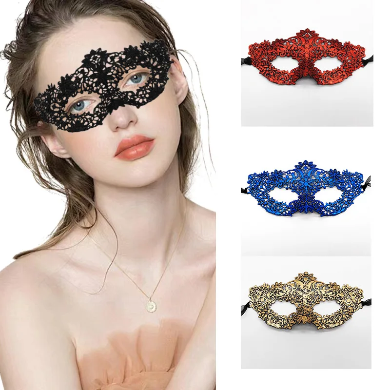 Masque Sexy en dentelle pour femmes, noir, blanc, rouge, demi-masques translucides, mascarade, Costume de danse, masque pour les yeux