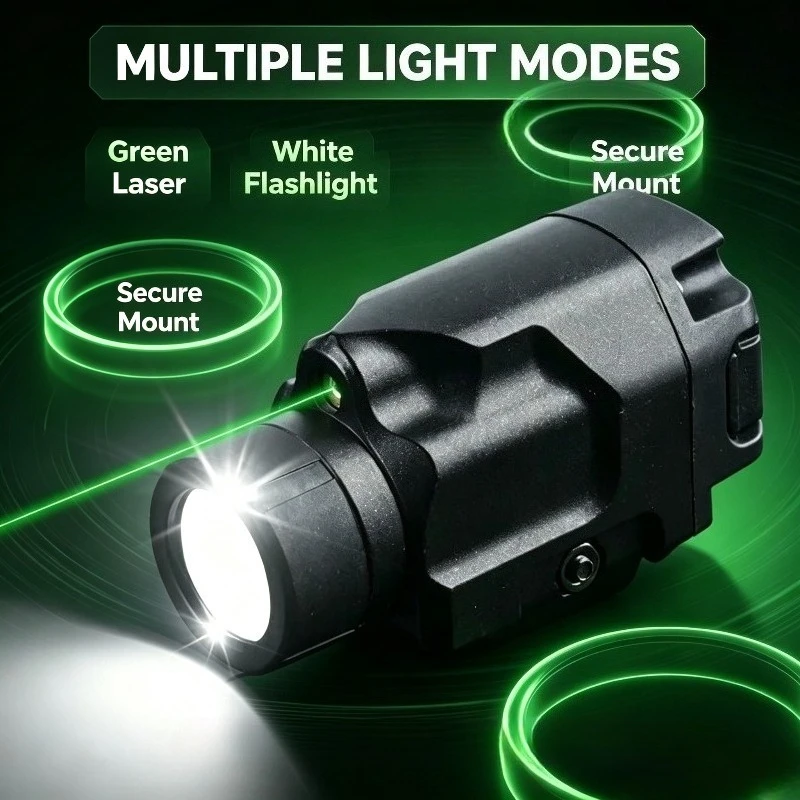 Fashion‑Grade Secure‑Mount Metal Strobe Flashlight, Variable Bright Level Fits Universal 20MM Rail