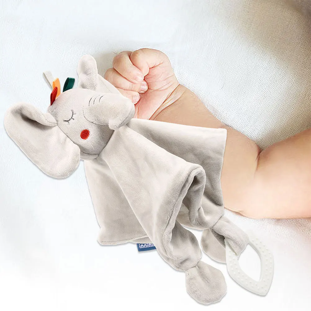 2Pcs Infant Soothing Elephant Security Blanket Baby Comforting Snuggle Blanket Sleep Aid Infant Supplies Creative