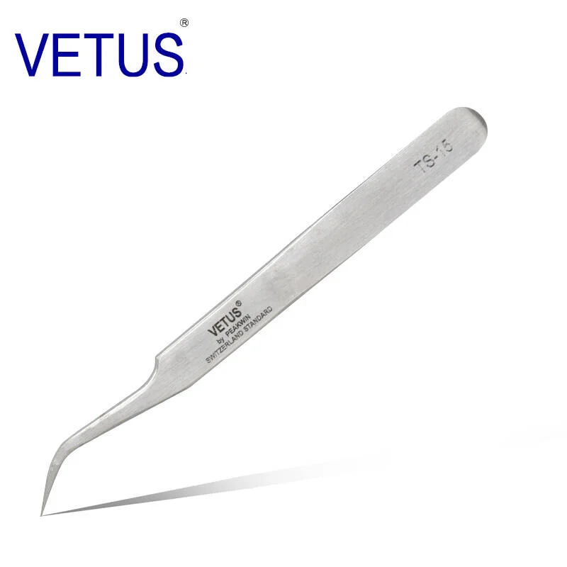 VETUS TS-15 Stainless Steel Curved Tweezers Versatile Tool For Bird Nest Hair Removal Eyebrow Shaping And Detailed Hair Plucking view 2