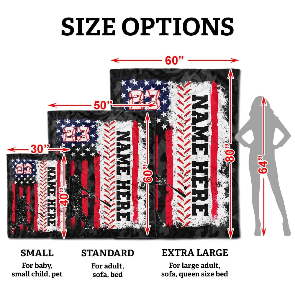 Personalized Baseball Blanket for Boy, Baseball Senior Night Gifts 2025, American Flag Throw Blanket