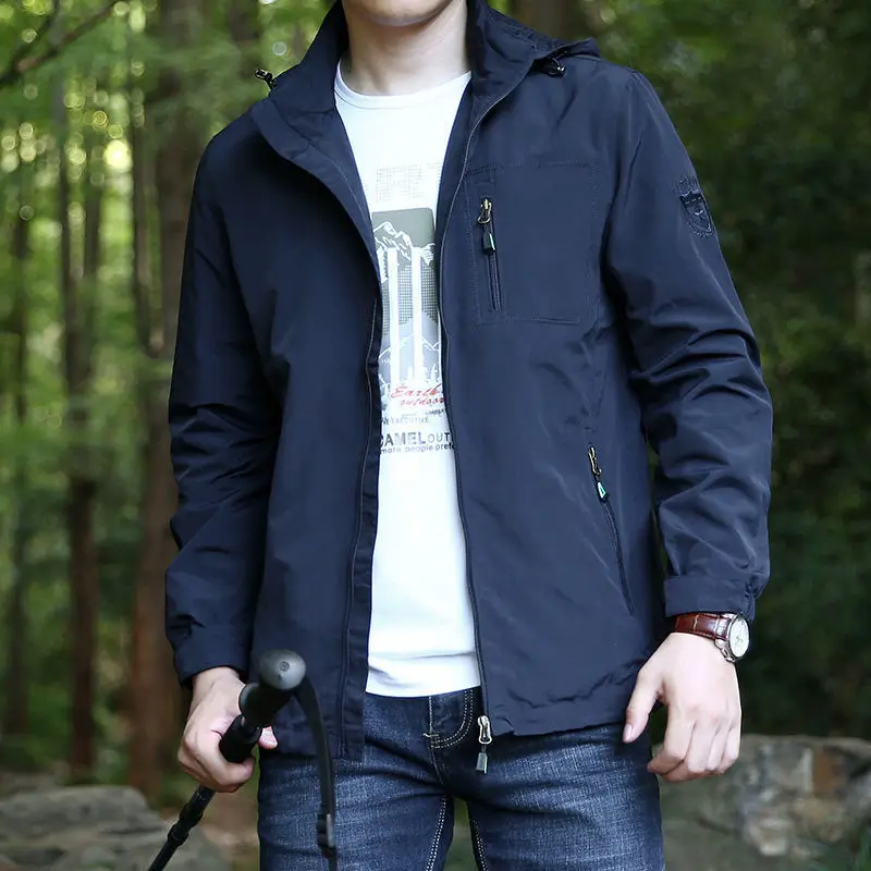 

Jackets Men Black Outdoors Clothes s Casual Hoodie Jacket 's Hooded Windbreaker Coat Male Outwear Coats E259