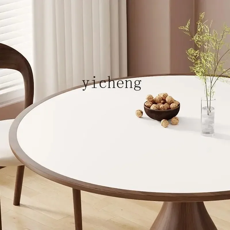 DSA solid wood rock slab dining table round household wabi sabi mid-ancient high-end full support table small apartment