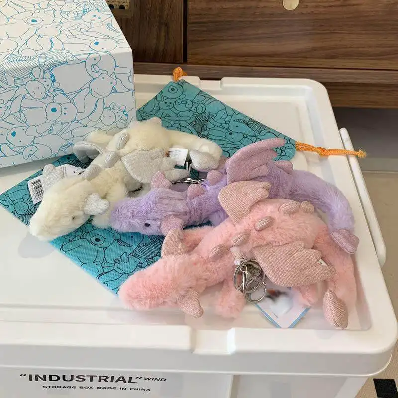 【มีสินค้าในสต็อก】พวงกุญแจตุ๊กตาเจลลี่แคท รูปมังกรสีขาว/ชมพู/ม่วง พร้อมกระเป๋า ของขวัญวันเกิด/คริสต์มาส