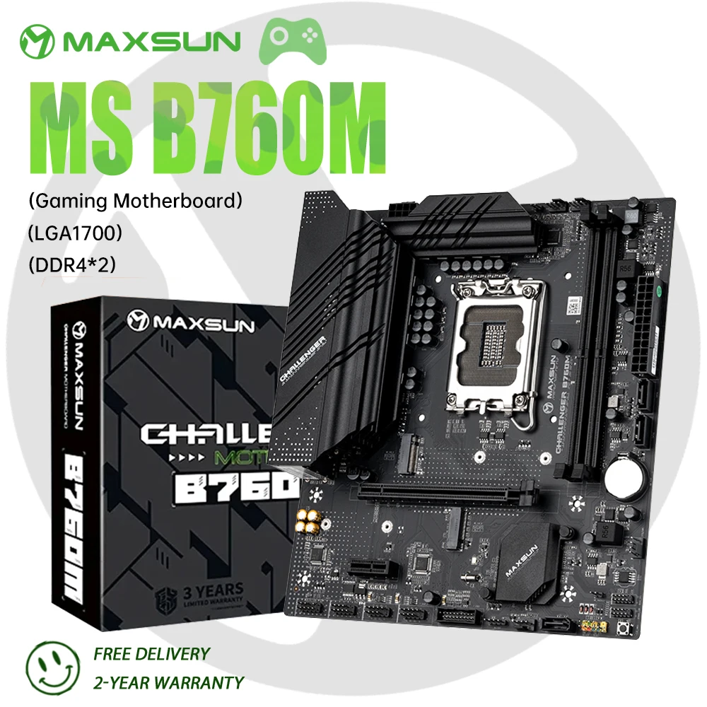 

MAXSUN B760M Motherboard Socket LGA1700 For 14th 13th 12th Gen Processors DDR4 SATA3 M.2 M-ATX Supports CPU 12400 12700 13600K/F