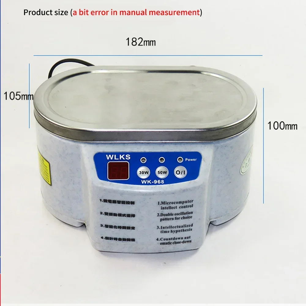 WK-968 pulitore ad ultrasuoni Sonicator Bath 40Khz Degas per orologi lenti a contatto occhiali dentiera denti 30/50W rasoio elettrico per trucco