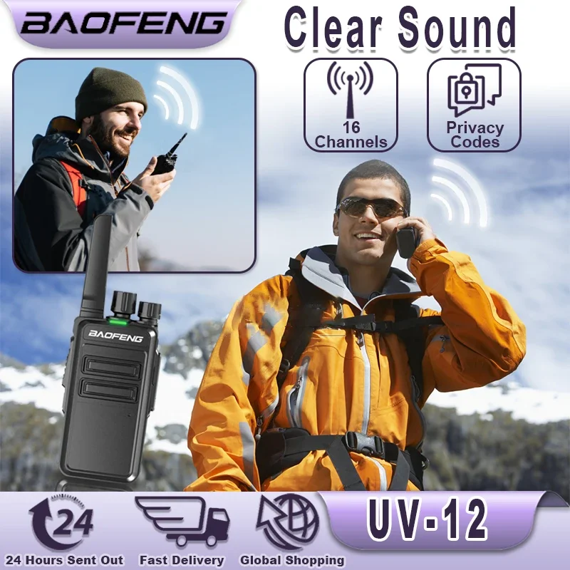 Baofeng UV-12 Walkie Talkies Wireless Copy Frequency Long Range for Camping Hiking TYPE-C Rechargeable Two Way Radio for Adults