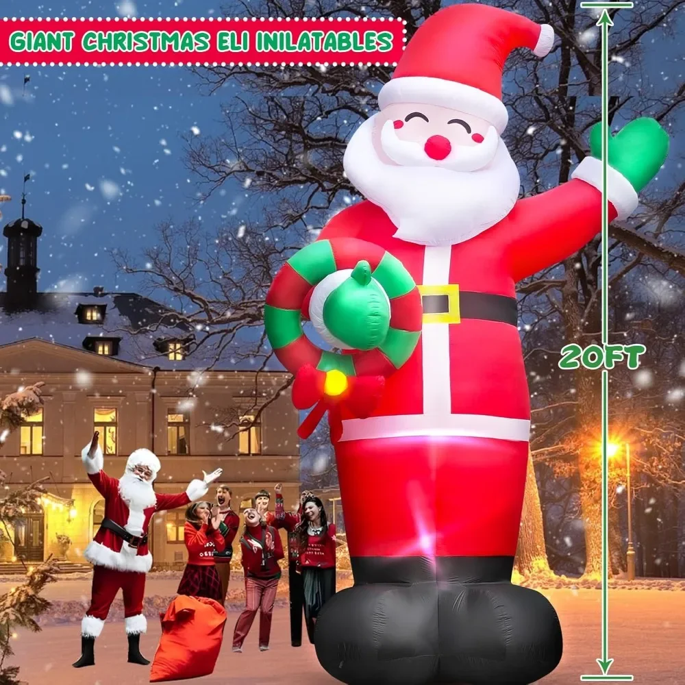 Giant Christmas Inflatable Toy Santa Claus Outdoor, Built-in LED Light with Blower, Used for Christmas Decoration Parties